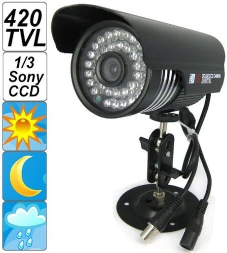 Cámara de vigilancia Sony color snail CCD ir camera; 480TVL; 3.6MM lens; DC12V 250MA