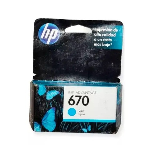 Cartucho HP 670 CZ114AL cyan 3.5ML
