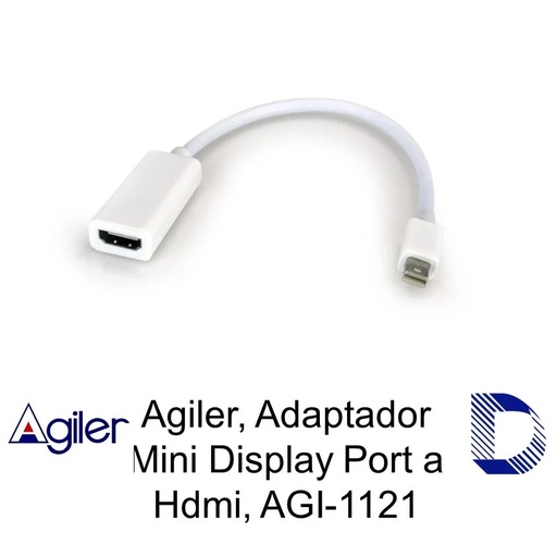 Adaptador convertidor mini displayport a HDMI hembra, funciona con macbook pro / air Agiler
