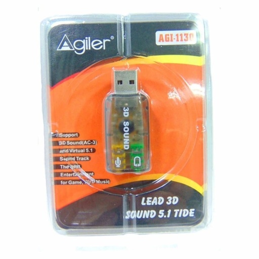 Adaptador de sonido 5.1 Agiler, USB a 2 jack 3.5"AUDIO plug (agi-1130)