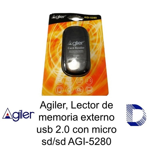 Lector de memoria Agiler externo USB 2.0 con micro SD/SD (agi-5280)
