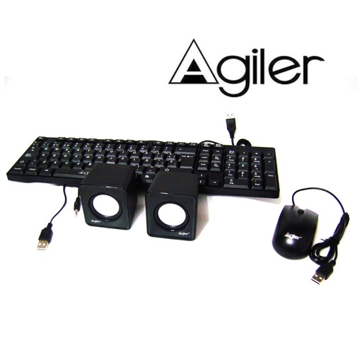 Teclado mouse bocina combo Agiler, usb, black, (agi-9880)