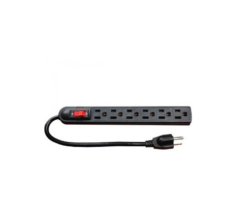 Regleta Agiler de 6 tomas 110V, 2.5 pies de cable, negro