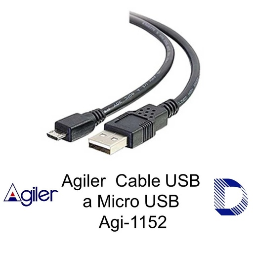 Cable micro USB Agiler, 3 pies, negro