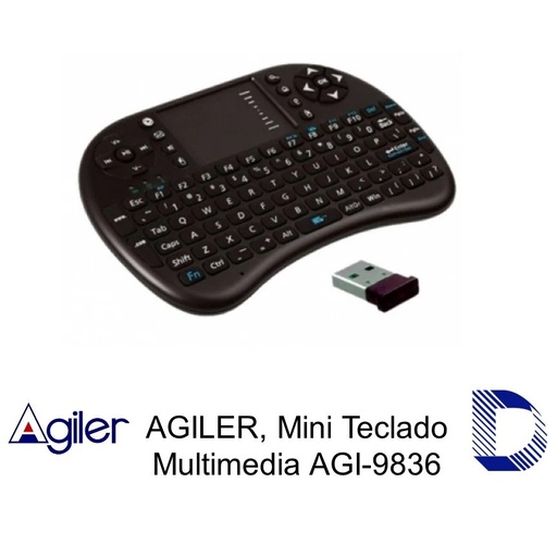 Teclado Agiler inalambrico, multimedia 2.4 GHZ, black, (agi-9836)