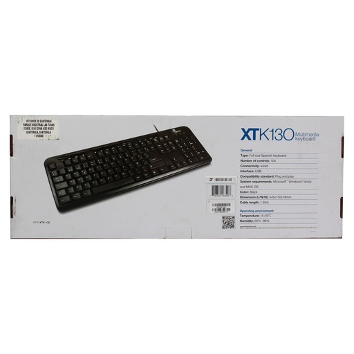 Teclado Xtech USB multimedia negro, español (XTK-130)
