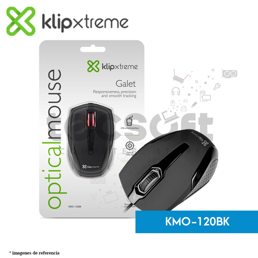 Mouse USB Klip Xtreme óptico slim para notebook negro/gris (kmo-120BK)