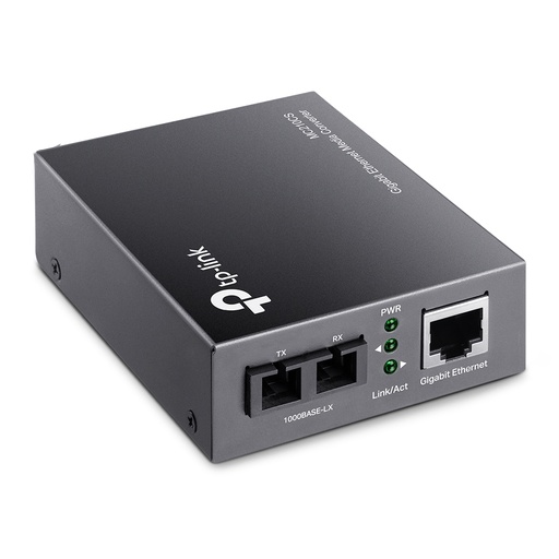 Convertidor de medios TP-Link MC210CS, monomodo, puerto gigabit RJ45 a fibra óptica SC
