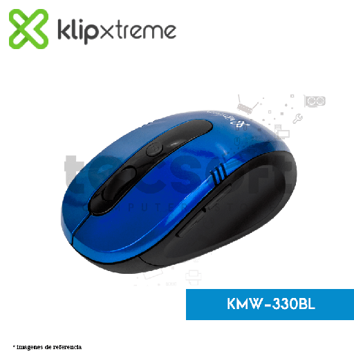 Mouse wireless Klip Xtreme (vector) óptico 5 botones, 1600 dpi, 2.4 GHZ, azul (KMW-330BL)