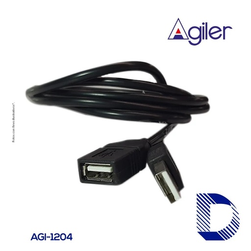 Cable extensión USB Agiler, 6 pies, negro