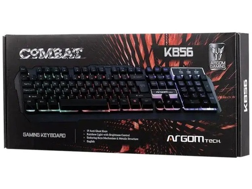 Teclado Argom combat gaming, usb, backlight, ingles, color negro (arg-KB-2056KB)