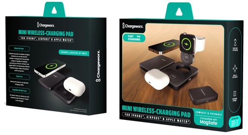 Cable para smartphones & tablets, cable plano, lightning Chargeworx, 10FT, negro