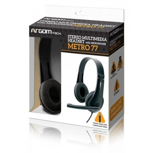 Audífono Argom metro 77, estéreo, longitud del cable: 1.8M (3.5 pies) con microfono