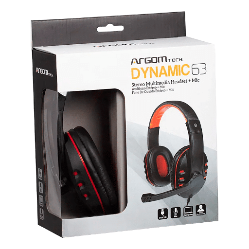 Audífono Argom con microfono dynamic 63, estéreo, longitud del cable 6 pies con entrada USB