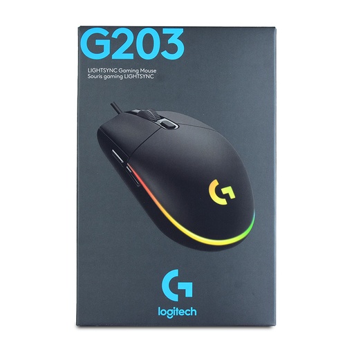 Mouse Logitech G203 lightsync gaming, color negro, óptico usb, iluminación RGB lightsync, 6