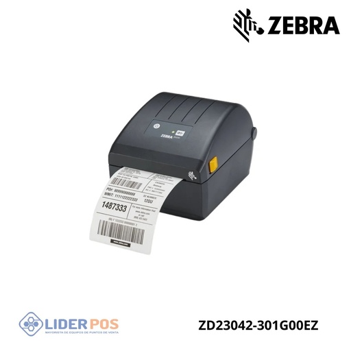 Impresora de etiqueta zebra ZD230T de 4", transferencia termica, 203 dpi, interfaz: USB