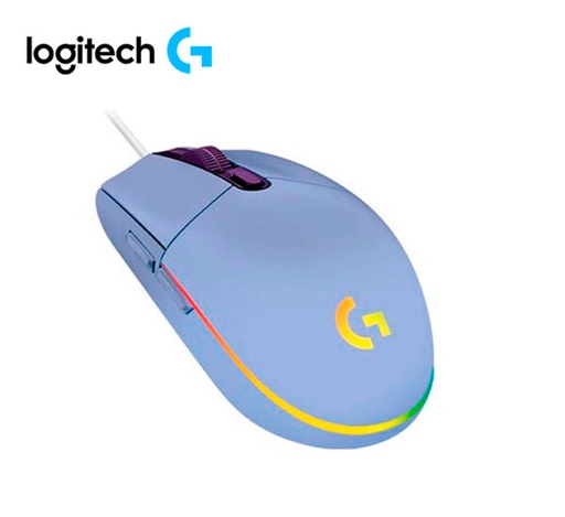 Mouse Logitech G203 lightsync gaming, color lila, óptico usb, iluminación RGB lightsync, 6