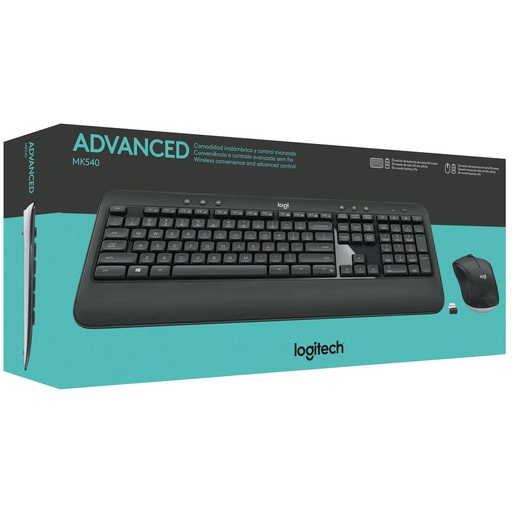 Teclado mouse Logitech MK540 ingles USB wireless receiver 2.4GHZ wireless, 10M range