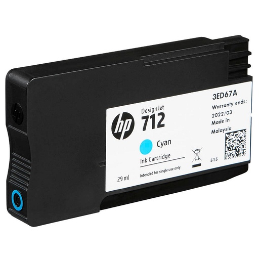 Cartucho HP 712 3ED67A cyan 29ML