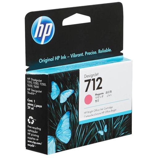 Cartucho HP 712 3ED68A magenta 29ML