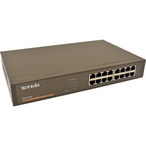 Switch 16 puertos tenda TEG1016D, gigabit, no administrable, ethernet, RJ45 de 10/100/1000