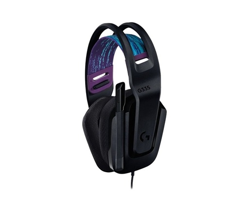 Audífono con microfono Logitech G335 stereo para gaming, color negro, peso 240 gramos, 3.5
