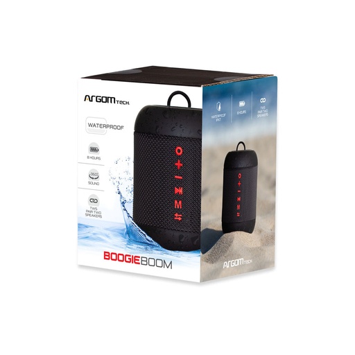 Bocina Argom boogieboom+ bluetooth , TWS, waterproof IPX7, 5W, 8 horas de carga, 1800 mah