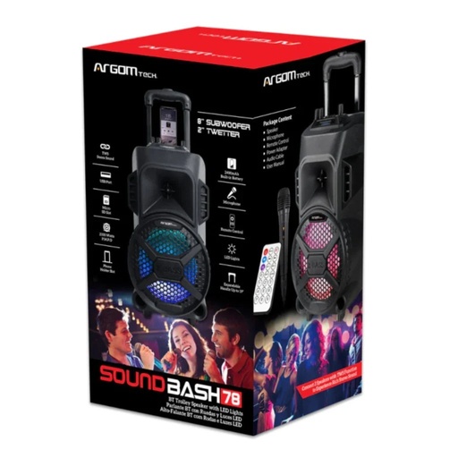 Bocina Argom, soundbash 78, 2100W p.m.p.o, TWS wireless BT speaker, 1/4 "entrada de