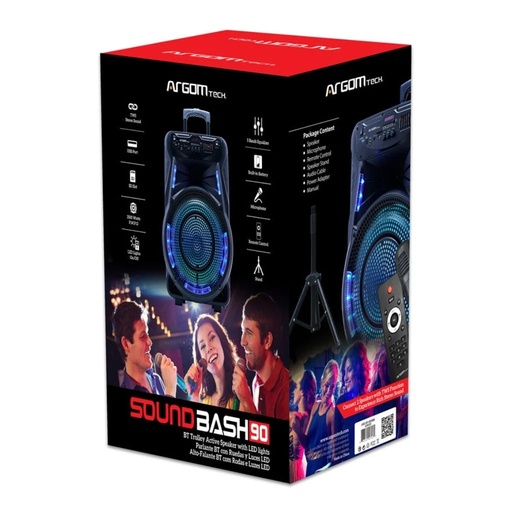 Bocina Argom, trolley soundbash 90 TWS ,15¨, 3500W p.m.p.o, wireless BT speaker, 1/4