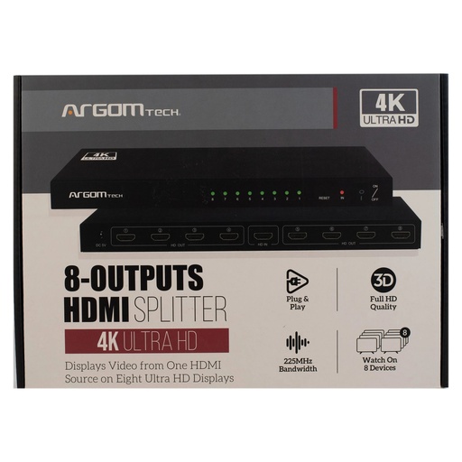 Splitter Argom HDMI 8 puertos salida y 1 puerto entrada 4K HD, max res