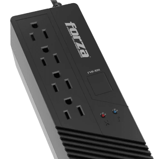 Regulador de voltaje forza 1000VA, regleta de 4 salidas, 110V/500W/200J, indicadores LED de
