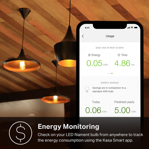 Bombilla de filamentos smart TP-Link (kasa), wifi, led, luz amabar calida (2000K)