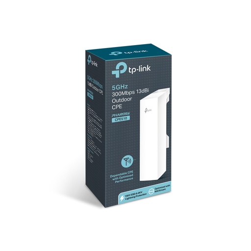 Access point TP-Link CPE510, 5.0GHZ/300MBPS, 13DBI antenna, 1 puerto LAN POE + 1 puerto LAN