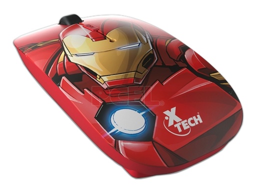 Mouse Xtech marvel avengers (iron man), wireless, optical scroll usb, 4 botones