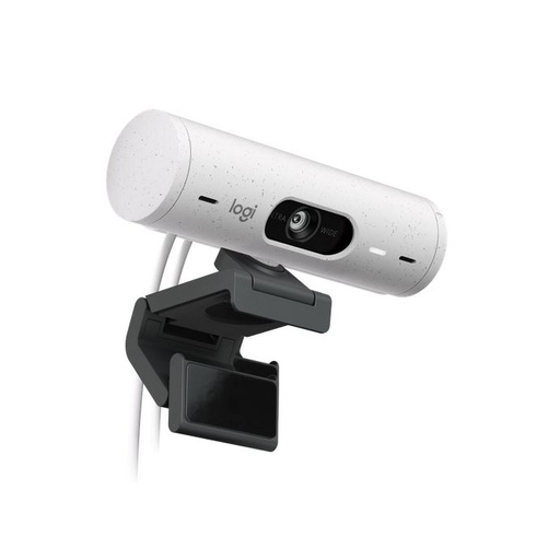 Cámara web Logitech brio 500 color blanco, FHD hasta 1080P 30FPS, zoom 4X, rightlight 4