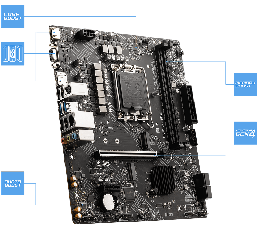 MB MSI pro H610M-g DDR4 lga 1700 Intel H610 SATA 6GB/s micro ATX Intel