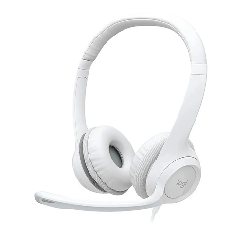 Audífono con microfono Logitech H390 PC blanco, internet clear chat confort usb, con noise