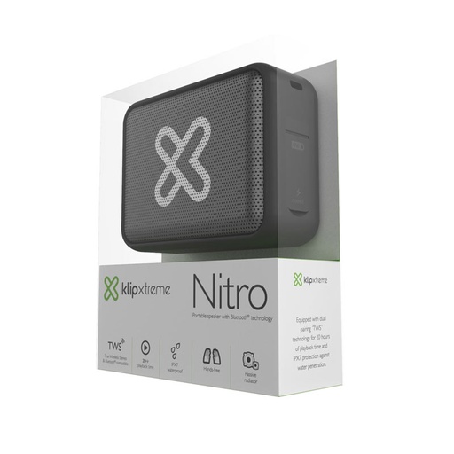 Bocina Klip Xtreme nitro, bluetooth, 6W RMS, hasta 20 horas de reproduccion, IPX7 resistente al
