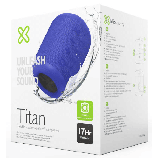 Bocina Klip Xtreme titan, 12W RMS, hasta 17 horas de reproduccion, IPX7 resistente al agua