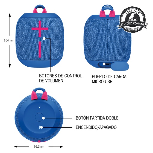 Bocina Logitech portable wonderboom 3, azul, IP67 sumergible hasta 30MIN en el agua