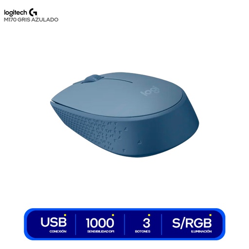 Mouse Logitech M170 inalámbrico optico, receptor usb, gris azulado