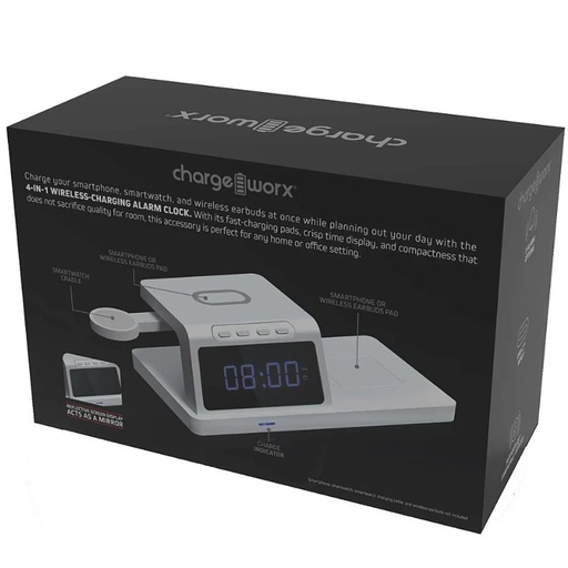 Cargador reloj alarma inteligente inalámbrico Chargeworx carga multiple 3 en 1 para