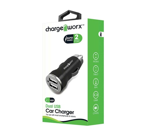 Cargador para carro Chargeworx 6 en 1 (2.4AMP), 3 puertos 12V cigarrillos (60W), 3 USB(2-a