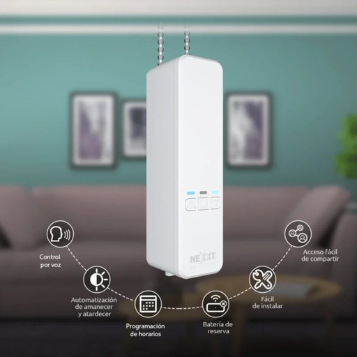 Control motorizado Nexxt para cortinas, smart WIFI (domotica), compatible con varios