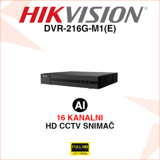 DVR de 16 canales hilook H.265, hasta 1080P lite @ 15 FPS, 1 HDD hasta 10 TB, IP vídeo 2-CH