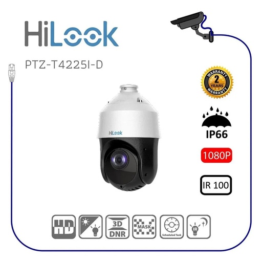 Cámara hilook domo PTZ turbohd, analoga 1080P, 25X zoom, 100 MTS, ir exir, exterior IP66