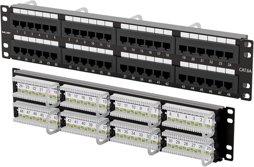 Patch panel click cam de 48 puertos, CAT6, 2U