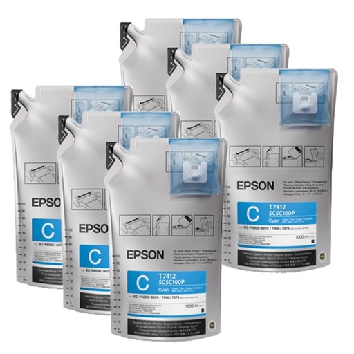 Bolsa de tinta Epson ultrachrome T741220 cyan 1 bolsa de 1000ML para F6200, F7200, F9370