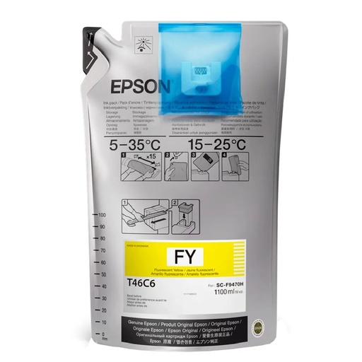 Bolsa de tinta Epson ultrachrome T46C620 amarillo fluorescente 1 bolsa de 1100ML para F6370