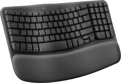 Teclado Logitech wave keys, ergonomico, USB wireless receiver 2.4GHZ wireless, 36 meses de
